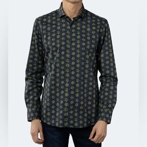 NEW Size S  Mens Visconti Long Sleeve Button Down Cotton Floral Tailored Fit